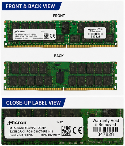 Micron 32GB DDR4-2400 ECC Registered RDIMM Server RAM | PC4-19200 CL17 2Rx4