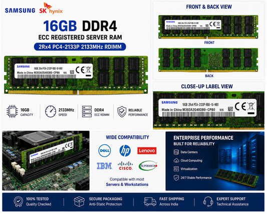 Samsung / SK hynix 16GB DDR4 ECC Registered Server RAM 2Rx4 PC4-2133P 2133MHz RDIMM Memory Module