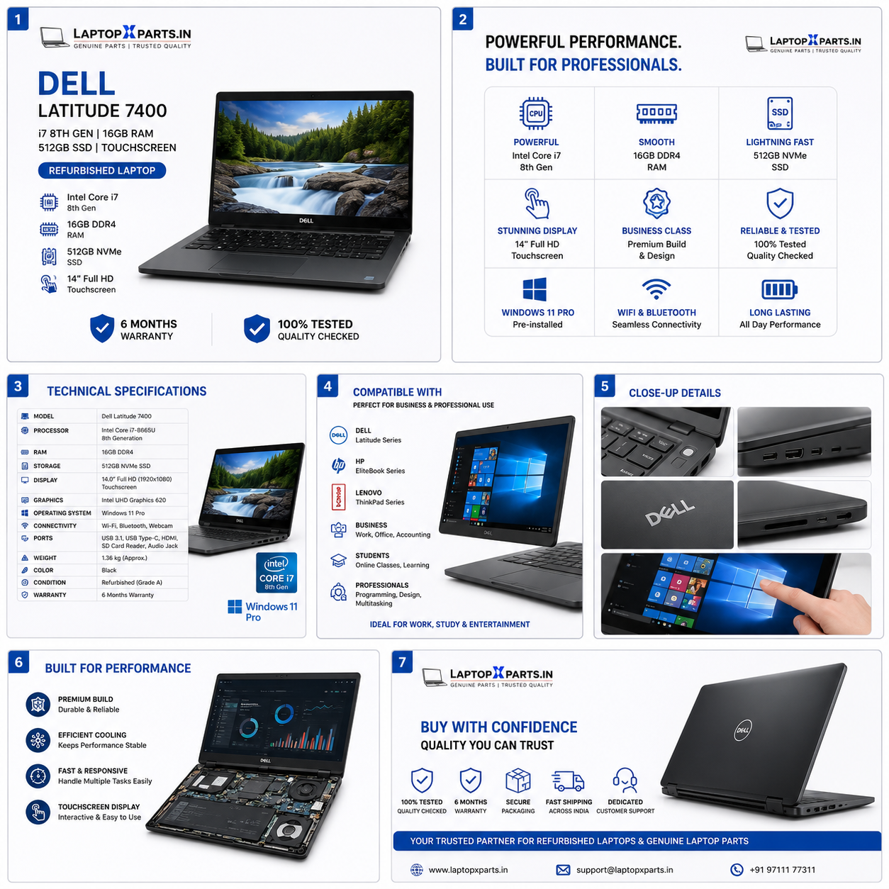Dell Latitude 7400 Laptop | Intel Core i7 8th Gen | 16GB RAM | 512GB NVMe SSD | 14" Full HD Touchscreen | Windows 11 Pro | Refurbished