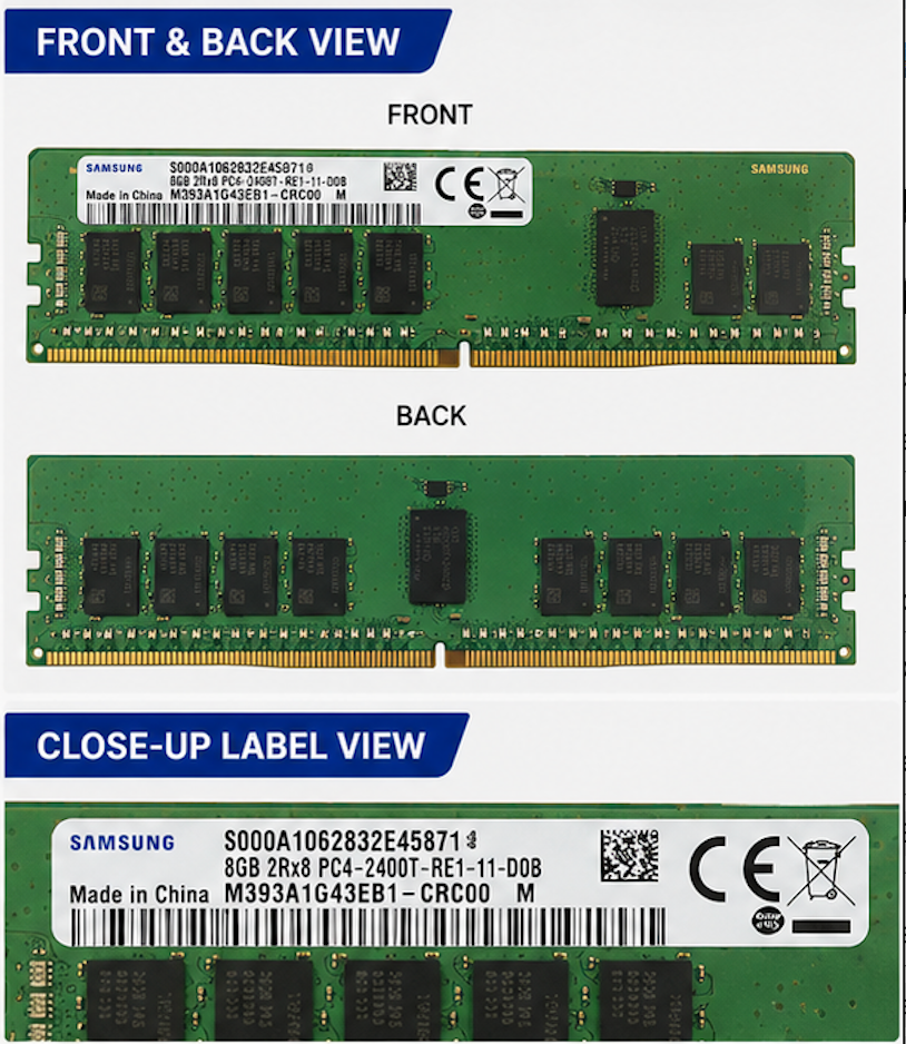 Samsung 8GB DDR4-2400 ECC RDIMM Server RAM M393A1G43EB1-CRC PC4-2400T Enterprise Memory Module