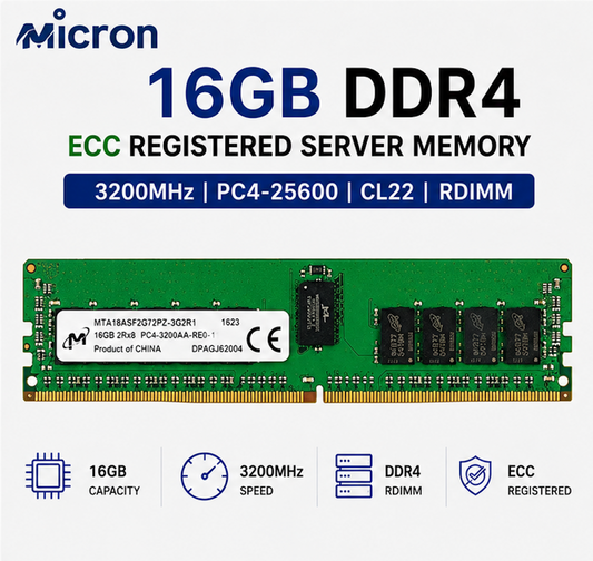 Micron 16GB DDR4 3200MHz ECC RDIMM Server Memory PC4-25600 CL22