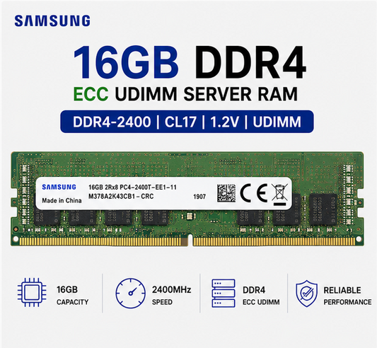 Samsung 16GB DDR4-2400 ECC UDIMM Server RAM 288-Pin CL17 | PC4-2400T