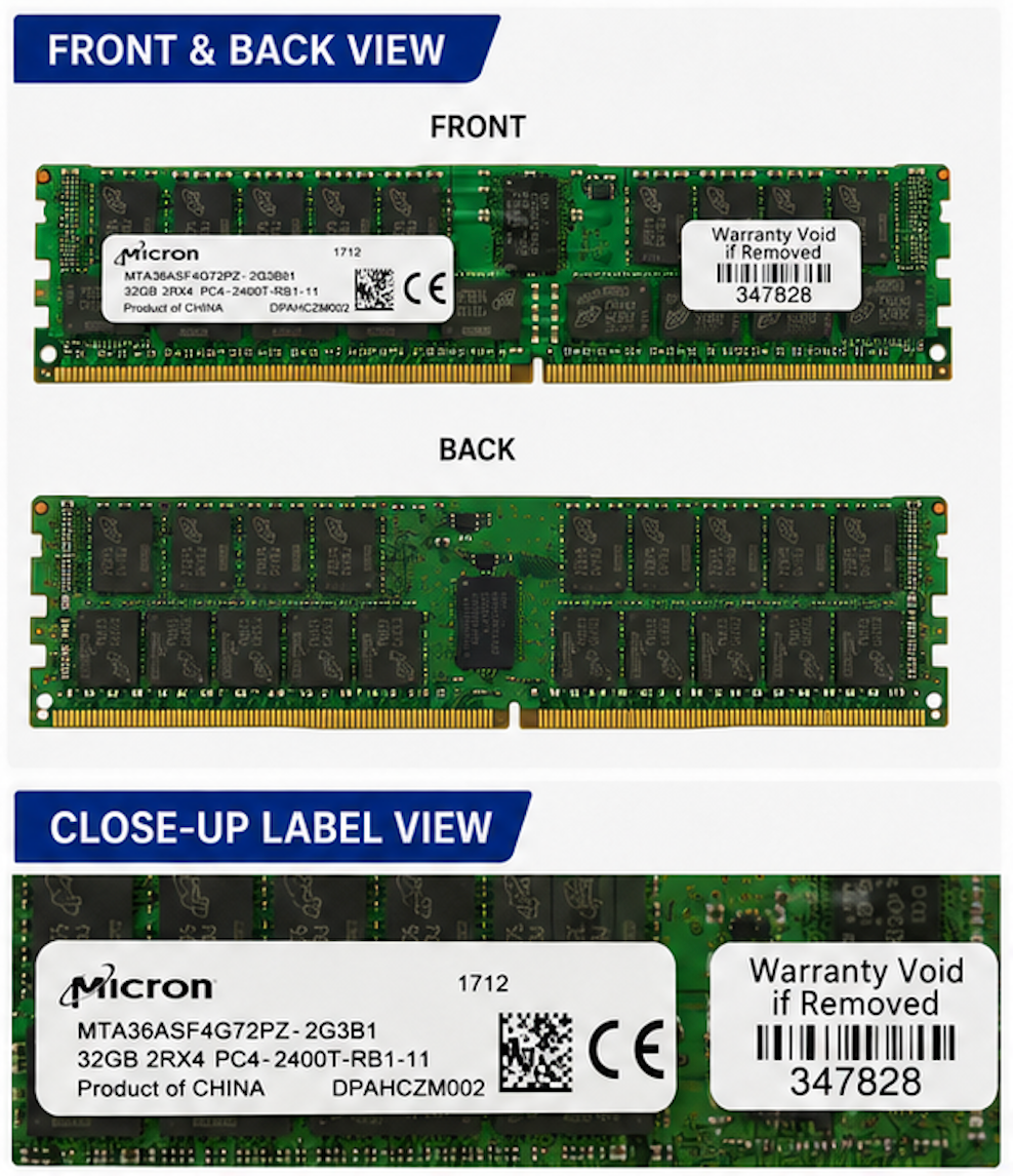 Micron 32GB DDR4-2400 ECC Registered RDIMM Server RAM | PC4-19200 CL17 2Rx4