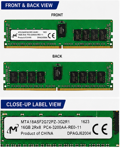 Micron 16GB DDR4 3200MHz ECC RDIMM Server Memory PC4-25600 CL22