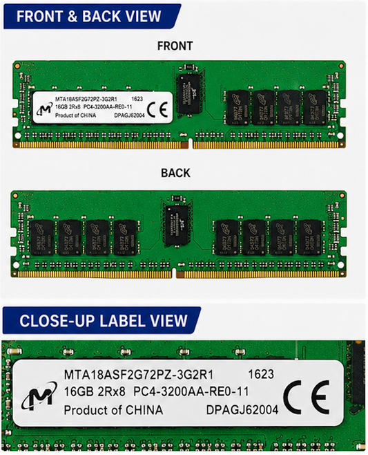Micron 16GB DDR4 3200MHz ECC RDIMM Server Memory PC4-25600 CL22
