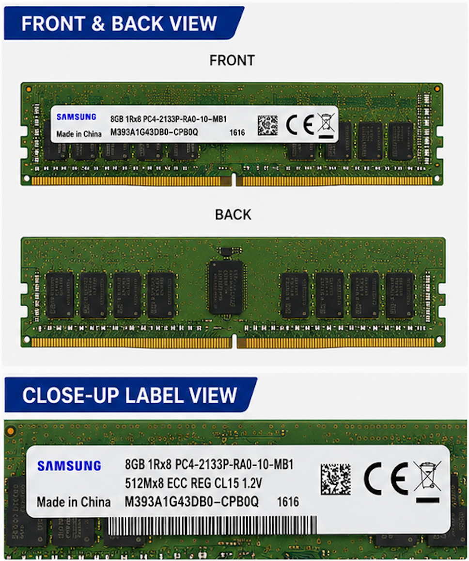 Samsung 8GB DDR4-2133 ECC RDIMM Server RAM | PC4-2133P CL15 Memory